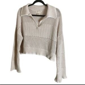 Happily grey Cream and tan knit sweater size large  longsleeve